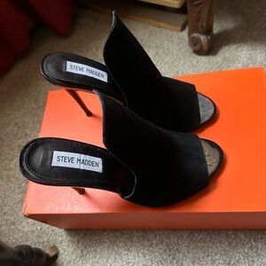 Steve Madden Black Open-Toe Heels